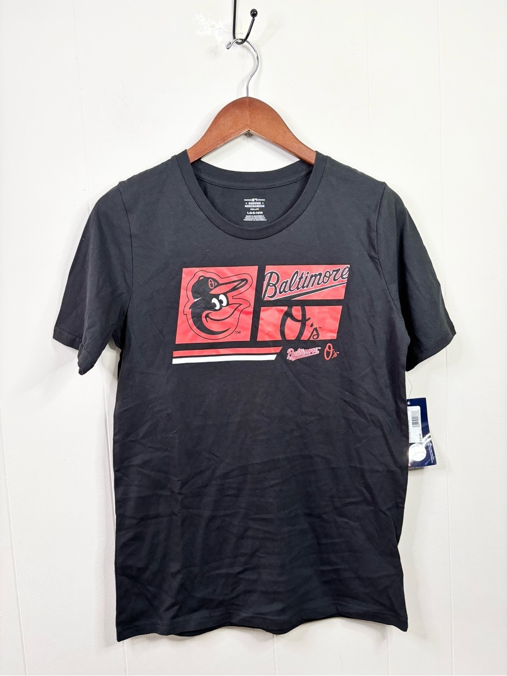 Majestic MLB Baltimore Orioles t shirt black youth size L new unisex graphic